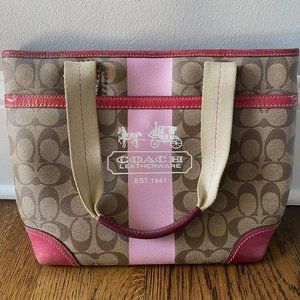 Coach Heritage Pink Stripe Signature Purse